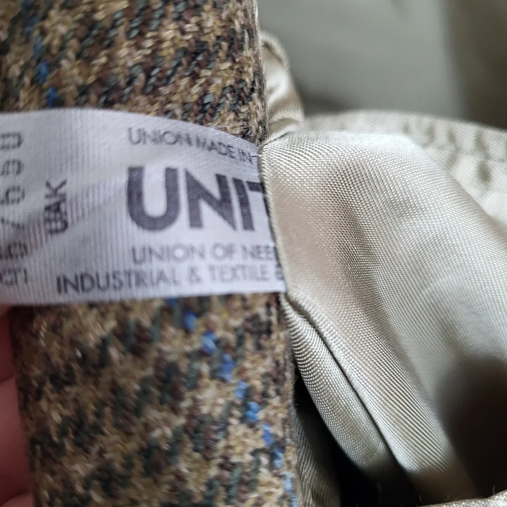 Brooks Brothers 42R Green Tan Houndstooth Wool‎ Sport Coat Menswear Blazer USA